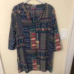Anthropologie patterned shift dress